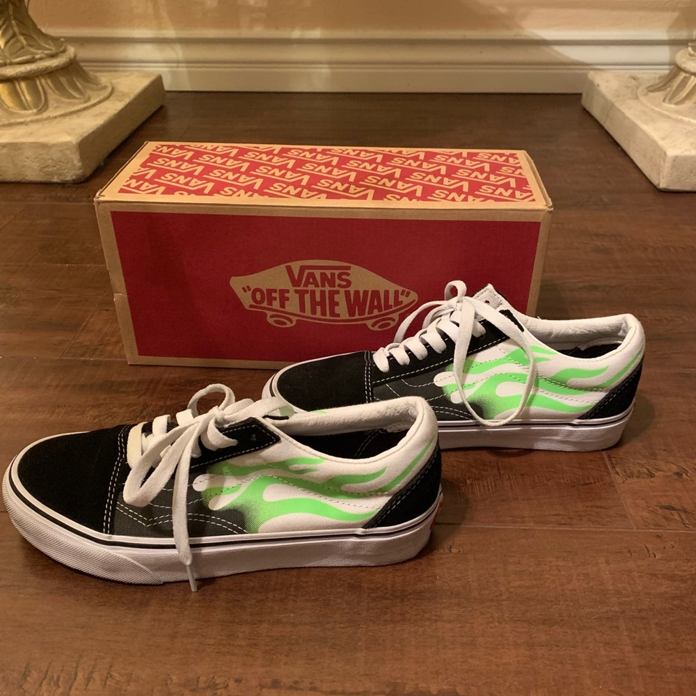 Old Skool Vans Reflective Flame Shoes Men 5.5/ Women 7